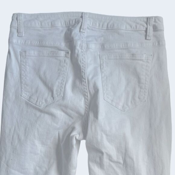 Michael Kors White Button Fly Cropped Flare Raw Hem Jeans sz 8 - Picture 5 of 12